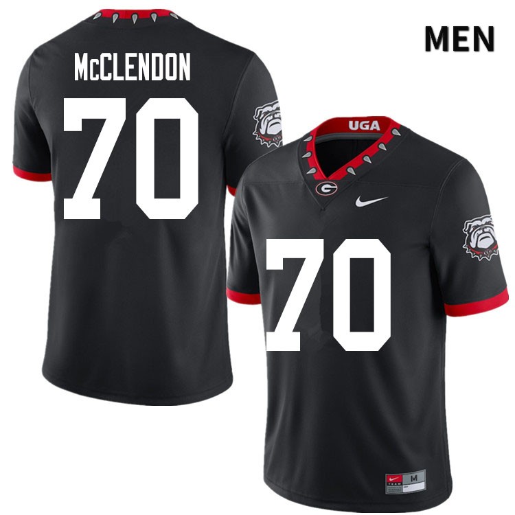 Georgia Bulldogs Men's Warren McClendon #70 Black 2020 Mascot 100th Anniversary Stitched College UGA Football Jersey 23ID018UO